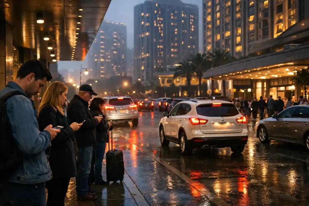 Downtown Seattle pickup congestion near hotels on event day