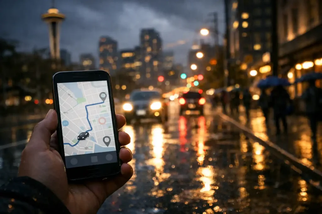 Seattle rideshare pricing uncertainty during rain and evening demand