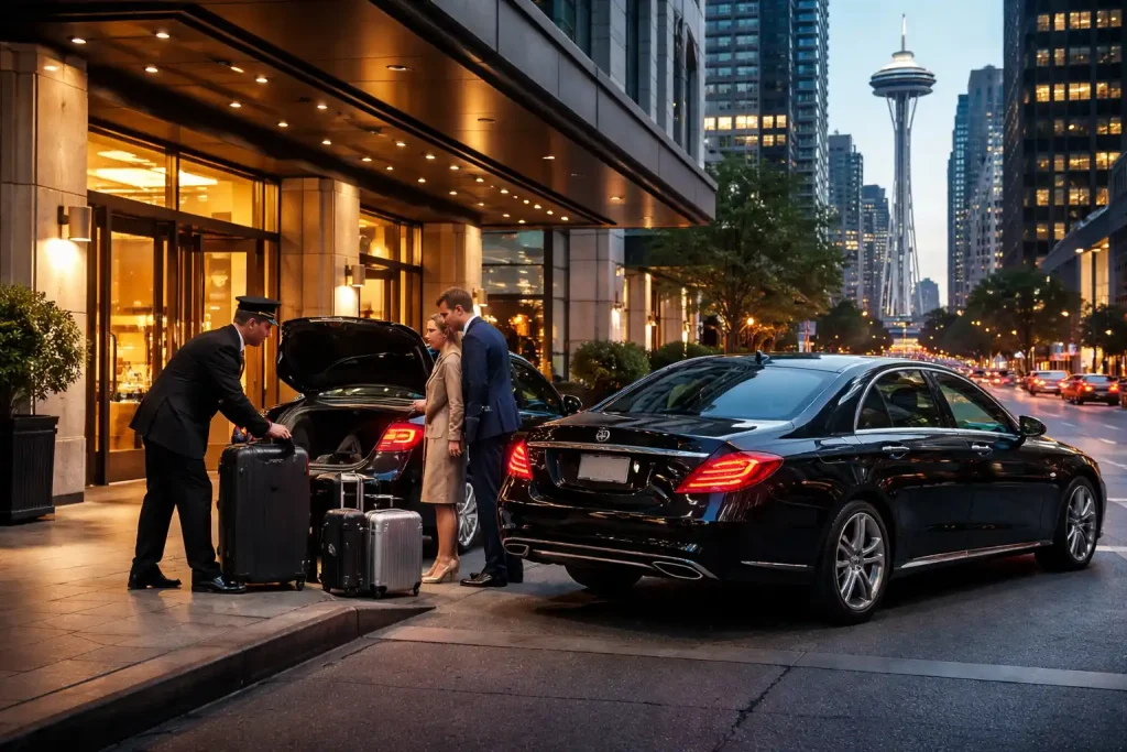 Downtown Seattle hotel drop-off — quick unload and smooth curb strategy
