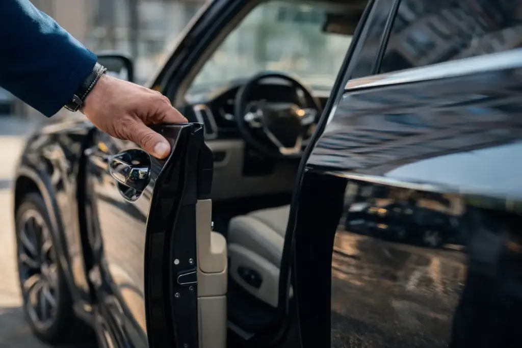 Chauffeur greeting a traveler at Signature Flight Support BFI Seattle