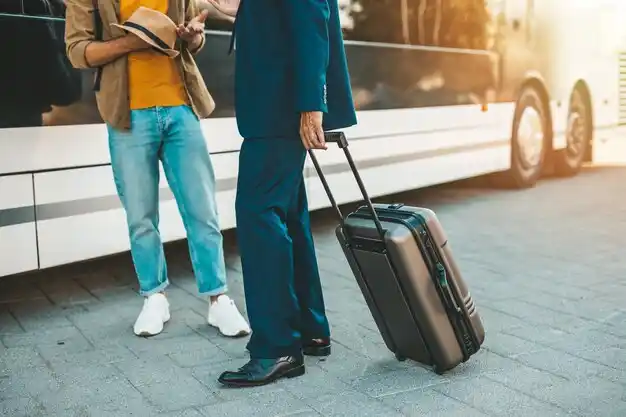 split scene showing stressed driver searching for SeaTac parking on one side and relaxed airport shuttle passenger looking out window with luggage on the other, cinematic contrast